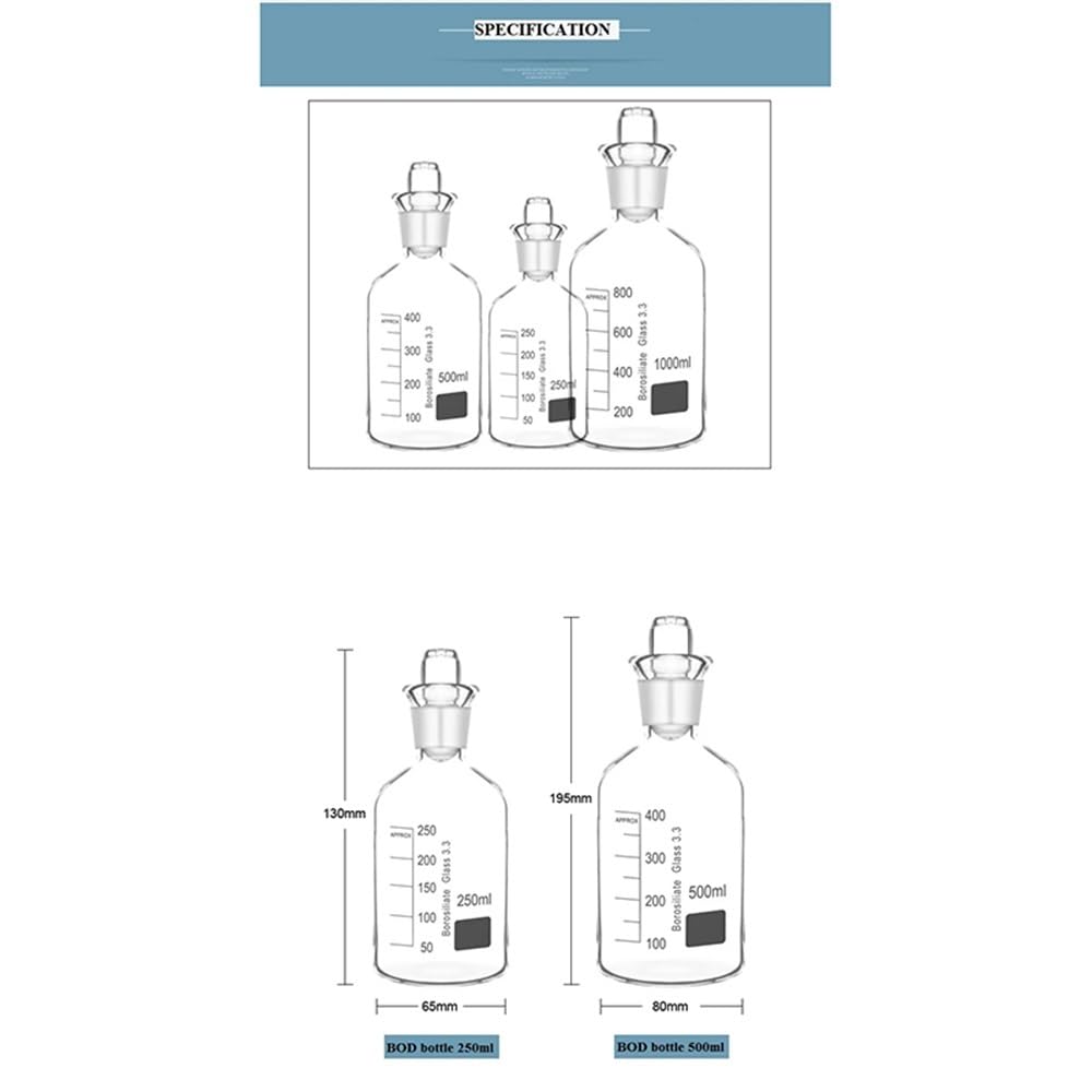 Laborgeräte und -ausrüstung Sauerstoffflasche, Probenflasche, Laborglas, 125/250/500/1000 ml(Brown 1000ml)