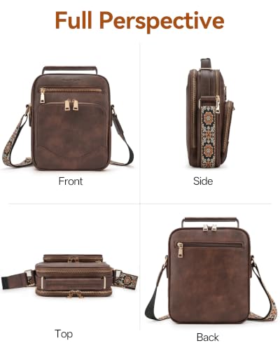 Image of Large Crossbody Bags for Women,Boho Strap Vegan Leather Purse | Built-in Wallet RFID Womens Crossbody Purse,Structured, Multi Pockets, Versatile Shoulder Bag for Travel,commuting,daily