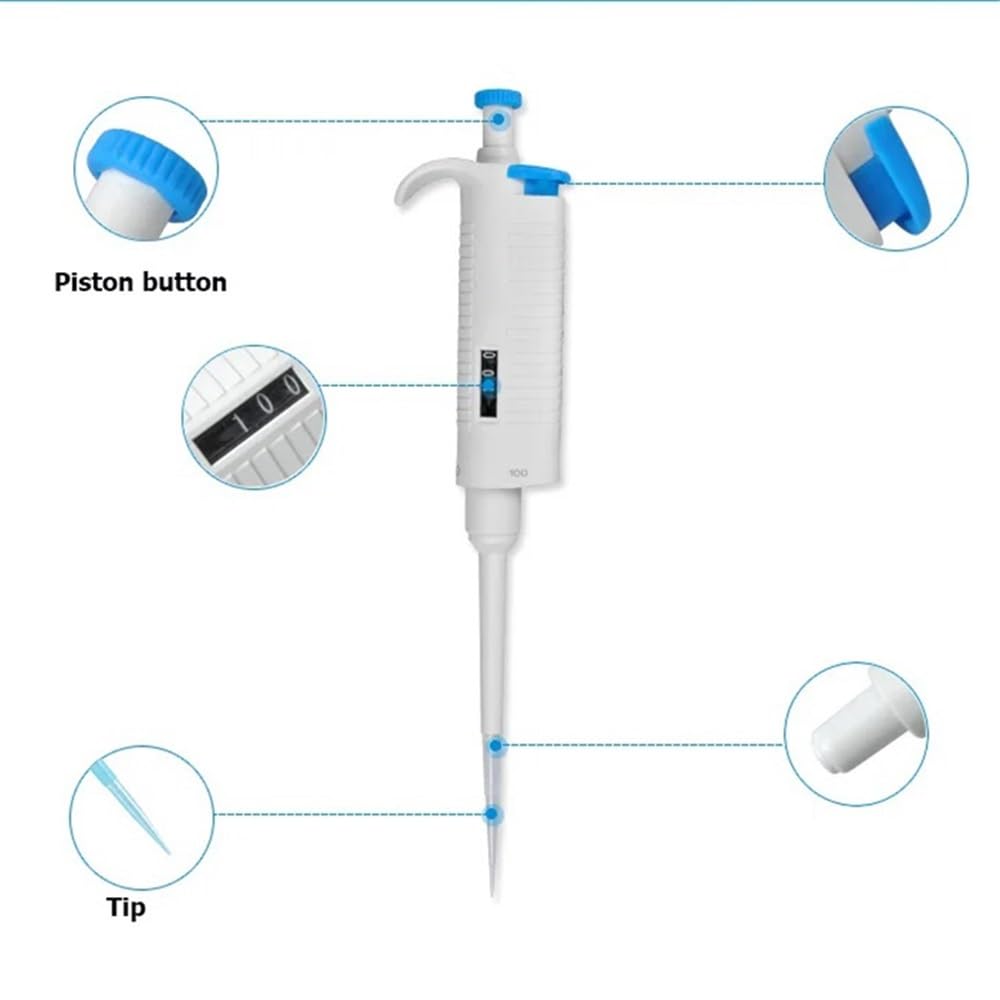 Cristalería de Laboratorio Pipeta de laboratorio de un solo canal con volumen variable automático y ajustable.(2-10ml)