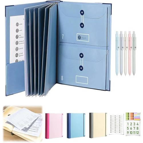Carpeta expandible para documentos importantes y certificados en azul 1