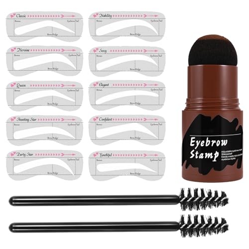 Juego de plantillas para cejas, kit de 10 piezas para moldear cejas con polvo resistente al agua | Juego de cejas de larga duración con plantilla precisa, ideal para principiantes para dar forma