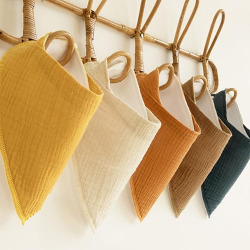 CIVARUA KIDS Muslin Baby Bibs 8 Pack, Baby Bandana Drool Bib for Drooling and Teething, Cotton Soft Absorbent for Girls Boys Calm Style Plain Solid Color - Thumbnail 7