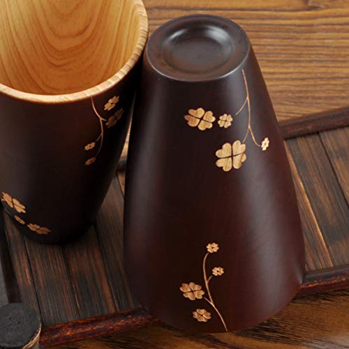 2 unidades de copo de água de madeira esculpida caneca de bebida xícara de café xícara de chá exclus