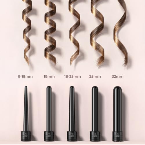 ELEHOT-Store Lockenstab 5 in 1 LCD Keramikbeschichtung Austauschbare Aufsätzen Curling iron mit Handschuhe Einstellbare Temperatur… – Ansicht 2