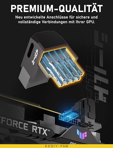 Conector angular PCIe de 8 pines para alimentación de GPU con acabado de aluminio negro EZDIY-FAB 5