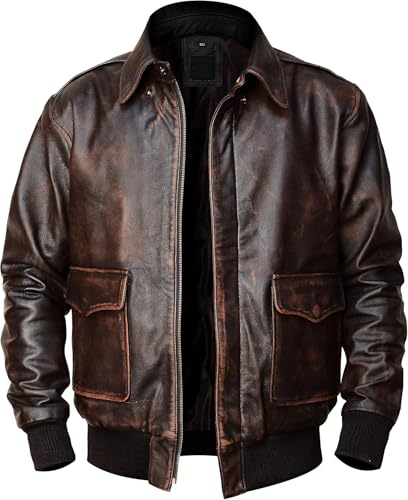 Image of Men Pilot Aviator A2 Leather Flight Jackets - Genuine Leather Bomber Jacket