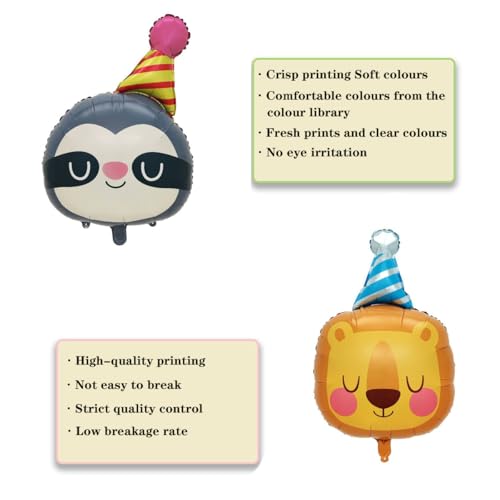 Yeodong 2PCS BALLOONS Sloth Balloons Sloth Foil Birthday Balloons Jungle Themed Balloons Kids Birthday Party Supplies Baby Shower Party Decoration Animal Balloons 2Pcs thumb #5