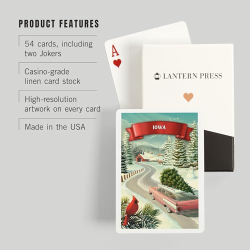Lantern Press Iowa Cartas de Póker 52 naipes adulto miniatura 3