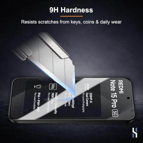 Image of Tempered Glass for Redmi Note 15 Pro - Military Grade 9H Screen Guard, Anti-Scratch, Shatterproof, Edge to Edge Full Coverage - Black Border