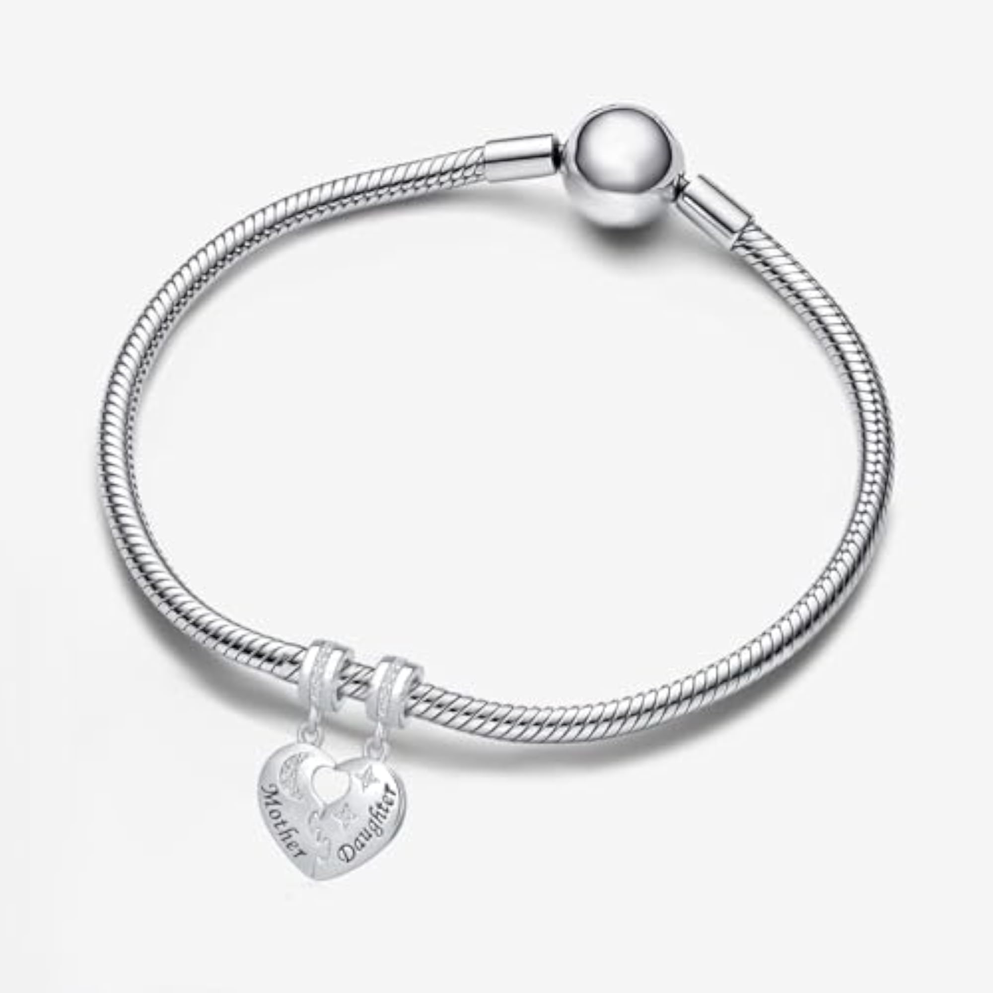 Mother and Daughter Heart Love Bead Charms Set