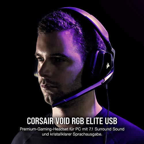Corsair Void Elite RGB USB Gaming-Headset (7.1-Surround-Sound, Omnidirektionales Mikrofon, Mikrofaser und Memory-Schaumstoff Ohrpolster… – Ansicht 2
