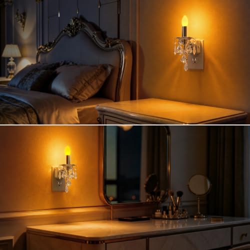 Image of Briignite Chandelier Night Lights Plug into Wall,Dusk to Dawn Sensor,Amber