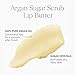 Josie Maran Lip Exfoliator Scrub & Plumping Lip Gloss - Argan Sugar Scrub Lip Butter in Crystal Clear & Hyaluronic Lip Booster in Happy - Buff Away Dry Skin for Soft Lips (2 Piece Lip Care Kit)