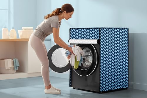 Image of Stylista Washing Machine Cover Compatible for IFB 6.5 Kg Fully-Automatic Front Loading Elena ZX Argyle Pattern Blue