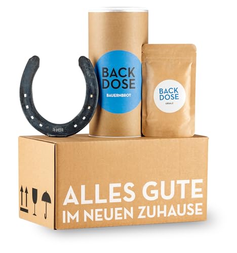 Brot und Salz Box mit Hufeisen - BACKDOSE® - Umzugsgeschenk, Einzugsgeschenk, Einweihungsgeschenk, Richtfest, Backmischung