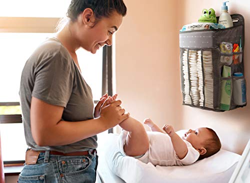 Hanging Nursery Organizer and Baby Diaper Caddy | Hanging Diaper Organization Storage for Baby Essentials | Hang on Crib, Changing Table or Wall