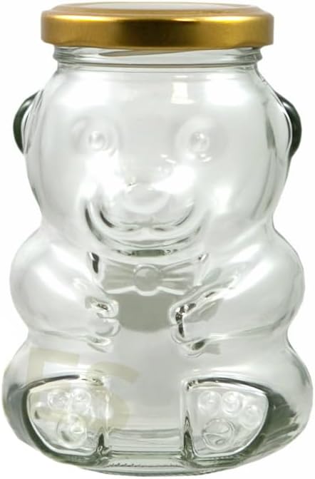 Wares of Knutsford 280ml Teddy Bear Shaped Jam Jar (Single, Gold)