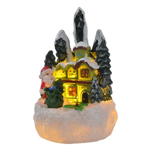 Casa de pan de jengibre, pueblo navideño iluminado, el conjunto de pueblo navideño | Decoración de escritorio con figuras, exhibición de pueblo navideño, edificios coleccionables para sala de e