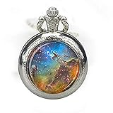 2,54 cm, rund, 20 mm Nebula Taschenuhr Anhänger The Adler Nebula Watch Necklace Galaxy Taschenuhr Halskette Space Anhänger Türkis Weiß Silber Schmuck Halskette