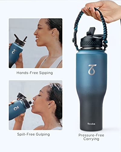 Trebo-40oz-Water-Bottle-Insulated-with-Lid-and-StrawDouble-Wall-Vacuum-Stainless-Steel-Metal-Tumbler-Flask-Fit-in-Any-Car-Cup-Holder-with-Paracord-HandleLeakproof-Keep-Cold-HotIndigoBlack