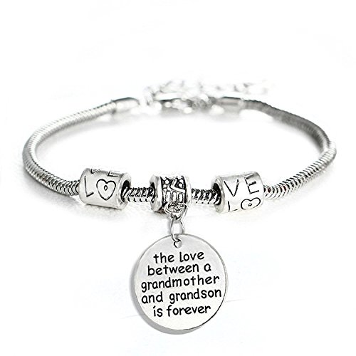 Love between a Grandmother and Grandson is Forever Engraved Charms Snake Bracelet Mother's Day Birthday Gift3