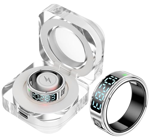 findtime Smart Ring with Display Fitness Tracker Heart Rate Monitor Sleep Tracker Blood Oxygen Step Counter Pedometer Fitness Ring Waterproof Health Smart Rings for Men Women