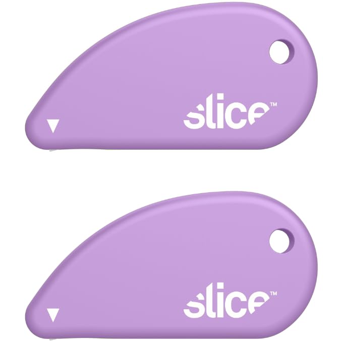 Image of Slice Micro Safety Cutter | Safe Ceramic Box Cutter Lasting 11x Longer than Metal | Keychain Box Opener | 2 Pack | Lavender