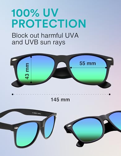 Image of zeroUV - Classic Colored Mirror Lens Square Horn Rimmed Sunglasses for Men Women