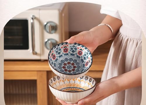 Image of Colorful Ceramic bowls, Multipurpose Premium Serving Bowls Set for Rice, Dal, Fruits, Salad cereal, fruit, ice-cream or snack Porcelain Bowl for Kitchen decor Gift Set (multicolor, PACK OF 2)