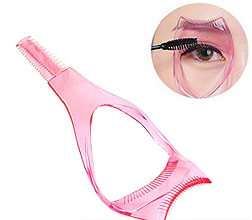 3Pcs Plastic Makeup Upper Lower Eye Lash Mascara Guard Applicator With Comb Eyelashes Curlers Applicators (Pink)