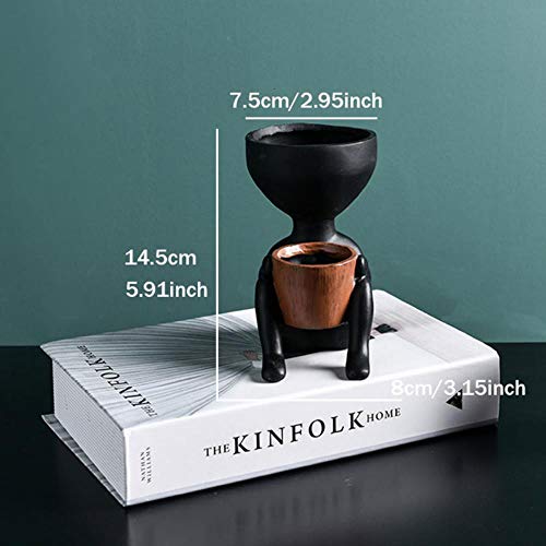 XCVB Ceramic flower pot Humanoid Ceramic Flower Pot Character Sitting Posture Sculpture Vase Desktop Flower Arrangement Container,H