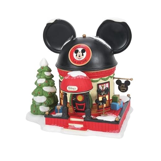 Department 56 Disney Village Mickey Mouse Ear Hat Shop Lit Building, 7.09 Inch, Multicolor