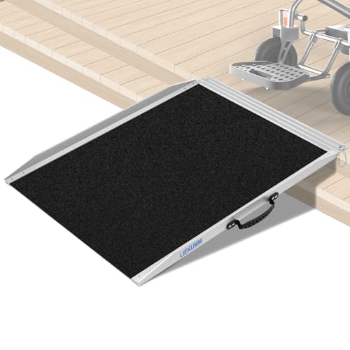 LIEKUMM Wheelchair Ramp 91 cm, 300 kg Capacity, Non-Slip Portable Threshold Ramp for Doorways, Aluminium Ramps for Wheelchairs, Steps, Stairs and Kerbs