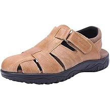Harssidanzar Mens Leather Fisherman Sandals Closed Toe Sandal For Men KM226US