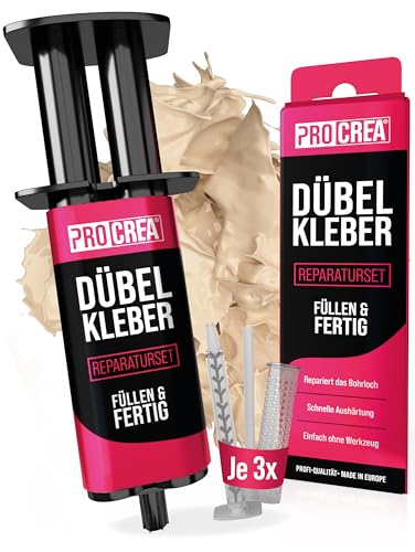 PROCREA Flüssigdübel Füllen & Fertig [inkl. Zubehör] Extra starke & universelle Reparaturmasse zum Kleben Füllen und als Bohrloch Retter - 2K Dübelkleber in Profi-Qualität - innen & außen