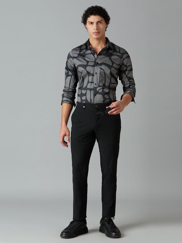 Image of Men's Printed Regular Fit Full Sleeves Cotton Formal Shirt