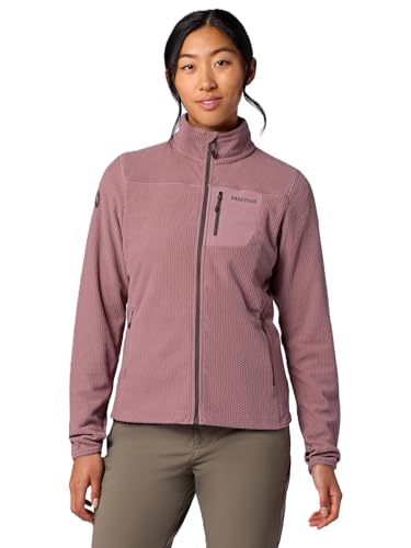 MARMOT Airfleece Women's Fleece Jacket, Light Mauve, Large | Full-Zip Midlayer, Polyester Grid Fleece, Quick-Drying, Breathable, Lightweight, Thumbholes, Zip Pockets, Athletic Fit