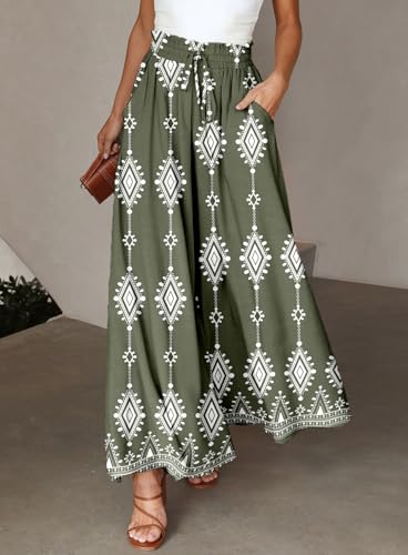 Image of Dokotoo Wide Leg Pants for Women Casual Elastic Waist Drawstring Pants | Lounge Pants Women, Early Fall Fashion, High Waisted, Solid Color, Fashion Business Casual Outfits, Jogging Jogger Pockets