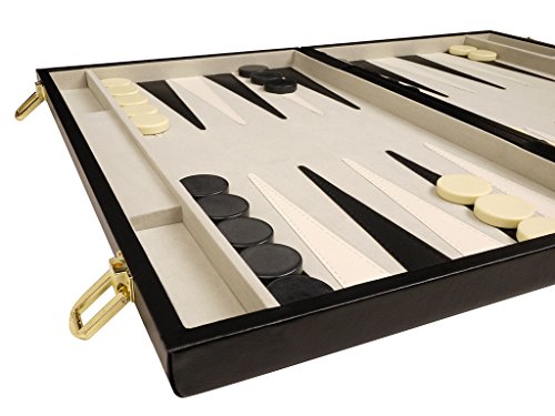 Middleton Games Deluxe Backgammon Set - 18" Classic Board, Black Case - Thumbnail 2