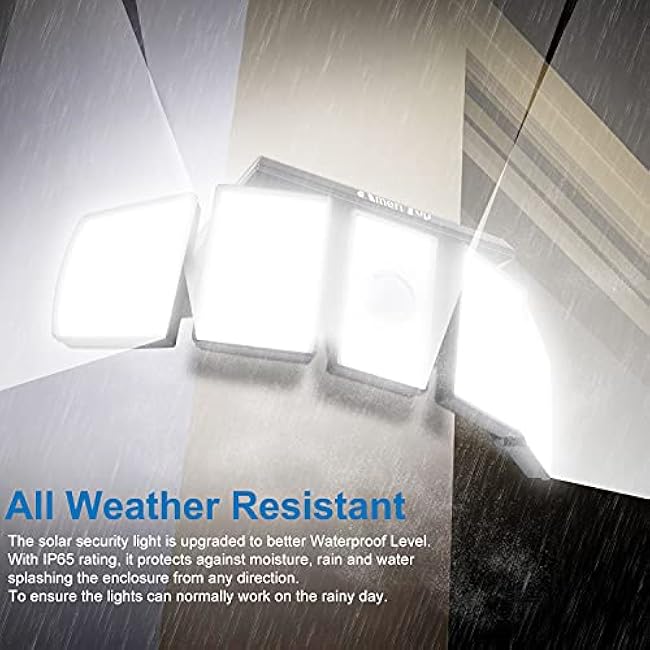 AmeriTop Solar Lights LED Flood Light 7000K 5 Adjustable Heads