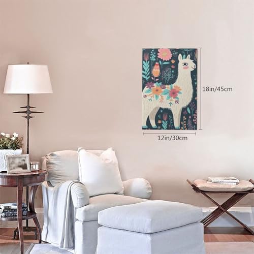 Tableau lama mignon pour revitaliser un mur vide de salon