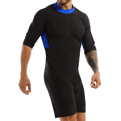 Tiaobug Wetsuit Men's One Piece Round Neck Half Sleeves Scuba Diving Surfing Snorkeling Swimming Royal_Blue Medium #TOP27