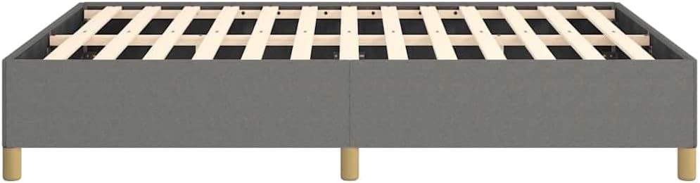Full Size Bed Frame Dark Grey Fabric Polyester, Engineered Wood Platform Foundation with Sturdy Slatted Support, Easy Assembly, Modern Minimalist Bedroom Furniture for Mattress Support