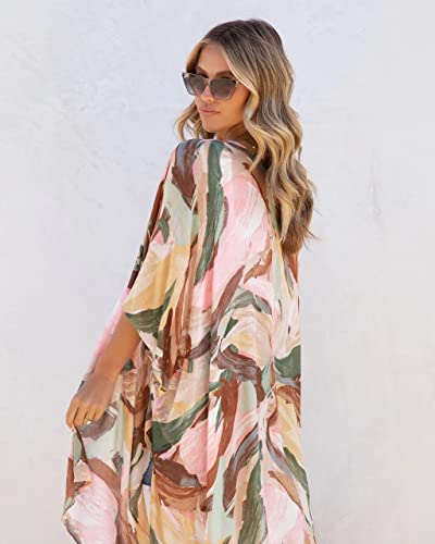 Image of Spicy Sandia Kimonos for Women Floral Beach Cover Up Loose Swimsuit Bathing Suit Coverup Cardigan for Summer Swimwear