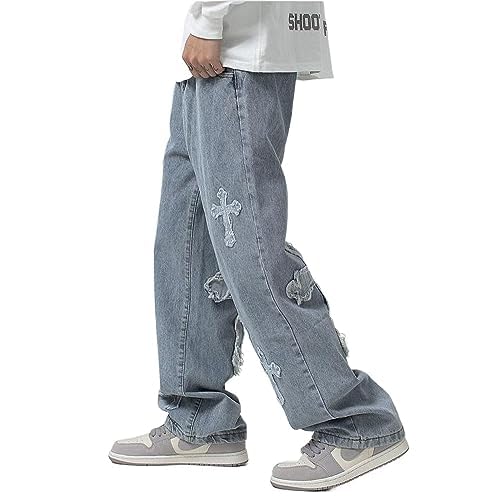 Trousers Cross Denim Pants Streetwear Hip Hop Low Rise Baggy Jeans for Men Korean Y2k Women Cargo Pants Punk Clothe2