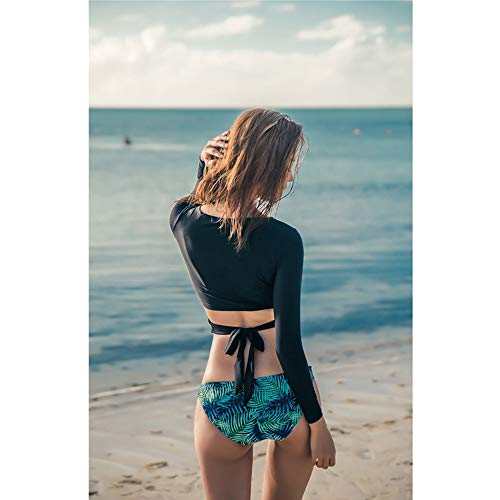 Women Two Piece Swimsuits Surfing Rash Guard Long Sleeve Padded Crop Top Swimwear3