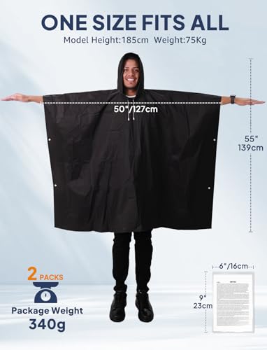ANYOO Rain Ponchos for Adult Emergency Raincoats Reusable Hooded Rain Jackets for Men Women(2 pack)2