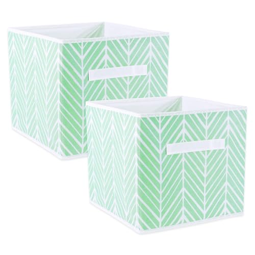 Image of DII Non Woven Storage Collection Polyester Herringbone Bin, Small Set of 2, Mint, 2 Piece