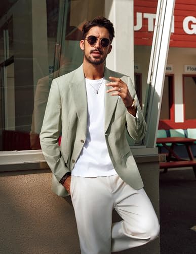 PJ PAUL JONES Blazer for Men Casual Cotton-Linen Sport Coat Lightweight 2 Button Lined Blazer Jacket2