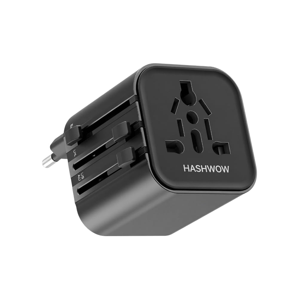Hashwow Universal Travel Adapter 2500W with 9-Hole AC Socket | 150+ Countries Compatible, US/UK/EU/AU Plug Types, Built-in Fuse Protection, Compact Travel Design, Dual Voltage 100-250V-image-47